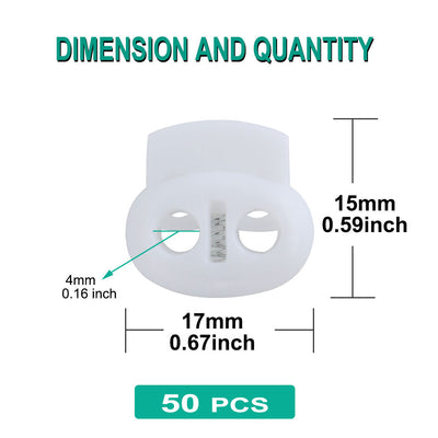 Harfington 50pcs Plastic Spring Cord Locks Double Hole End Rope Fastener Slider