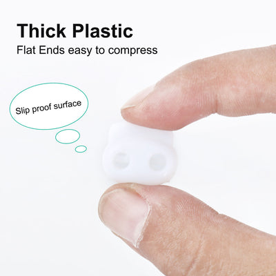 Harfington 6pcs Plastic Spring Cord Locks Double Hole End Rope Fastener Slider