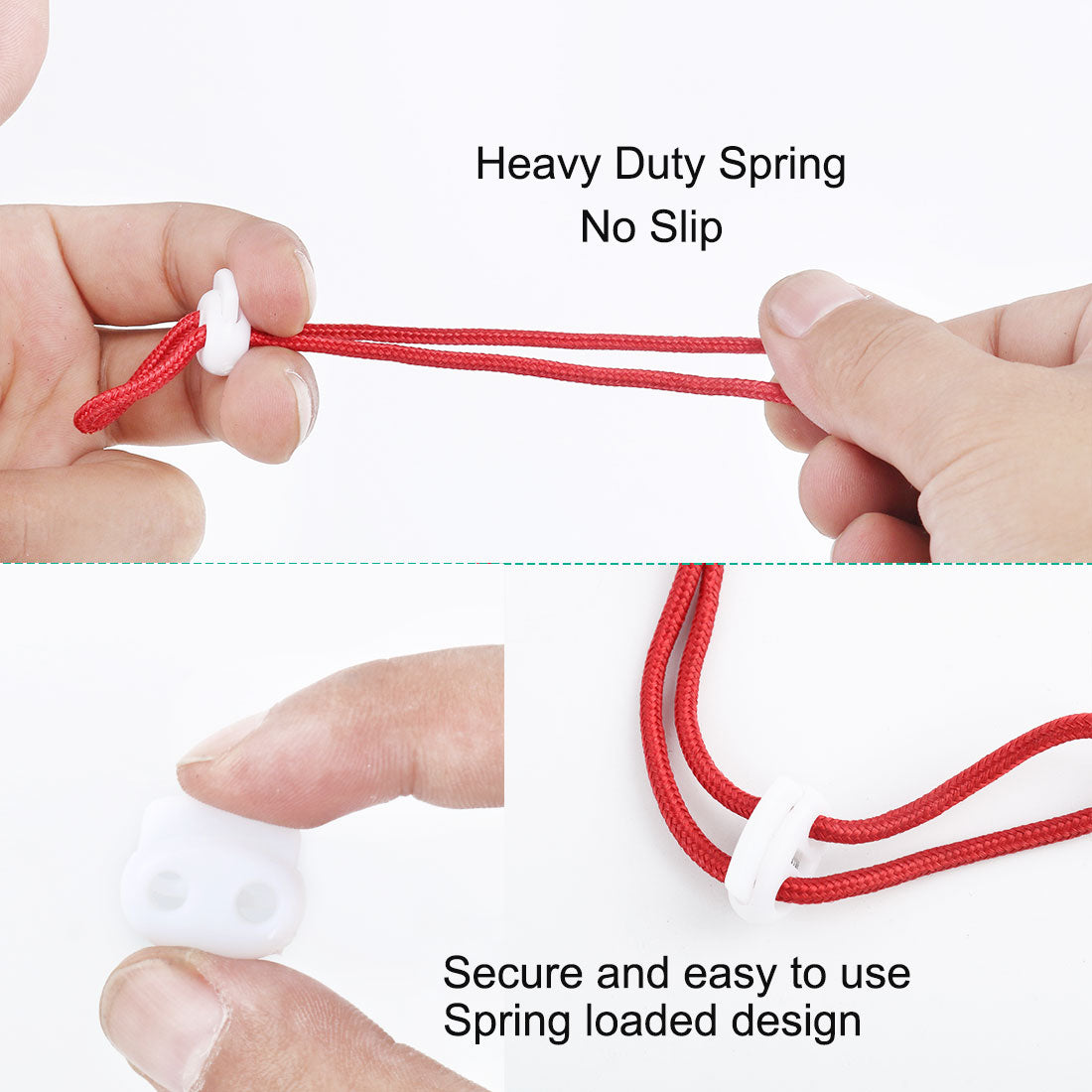 Harfington 6pcs Plastic Spring Cord Locks Double Hole End Rope Fastener Slider
