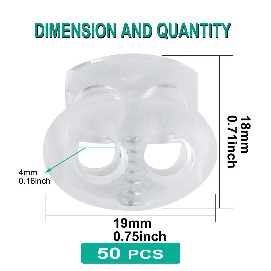 Harfington 50pcs Plastic Spring Cord Locks Double Hole End Rope Fastener Slider