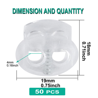 Harfington 50pcs Plastic Spring Cord Locks Double Hole End Rope Fastener Slider