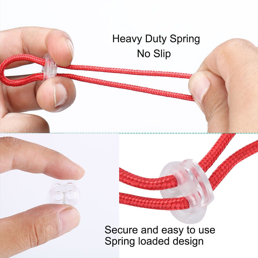 Harfington 50pcs Plastic Spring Cord Locks Double Hole End Rope Fastener Slider