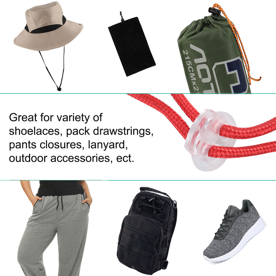 Harfington 50pcs Plastic Spring Cord Locks Double Hole End Rope Fastener Slider