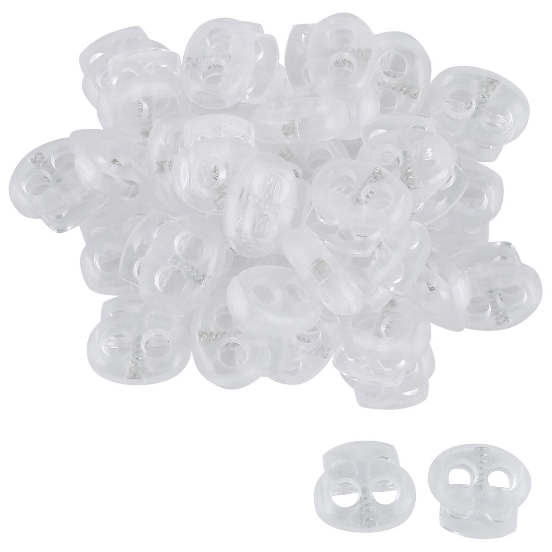 Harfington 50pcs Plastic Spring Cord Locks Double Hole End Rope Fastener Slider