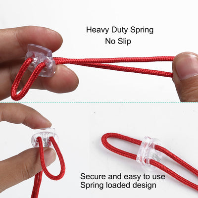 Harfington 6pcs Plastic Spring Cord Locks Double Hole End Rope Fastener Slider
