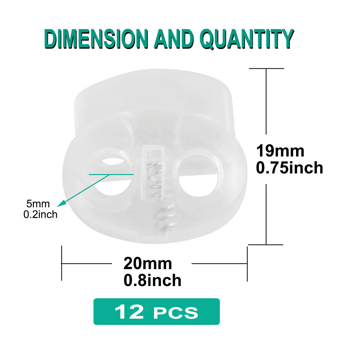 Harfington 12 Pcs Plastic Cord Locks Double Hole Stopper Spring Toggle Fastener