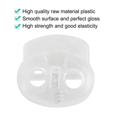 Harfington 12 Pcs Plastic Cord Locks Double Hole Stopper Spring Toggle Fastener