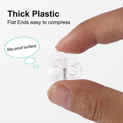 Harfington 12 Pcs Plastic Cord Locks Double Hole Stopper Spring Toggle Fastener