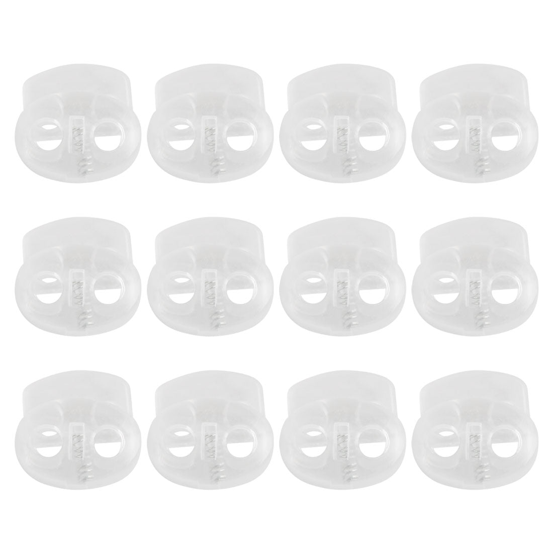 Harfington 12 Pcs Plastic Cord Locks Double Hole Stopper Spring Toggle Fastener