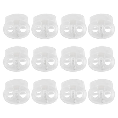 Harfington 12 Pcs Plastic Cord Locks Double Hole Stopper Spring Toggle Fastener