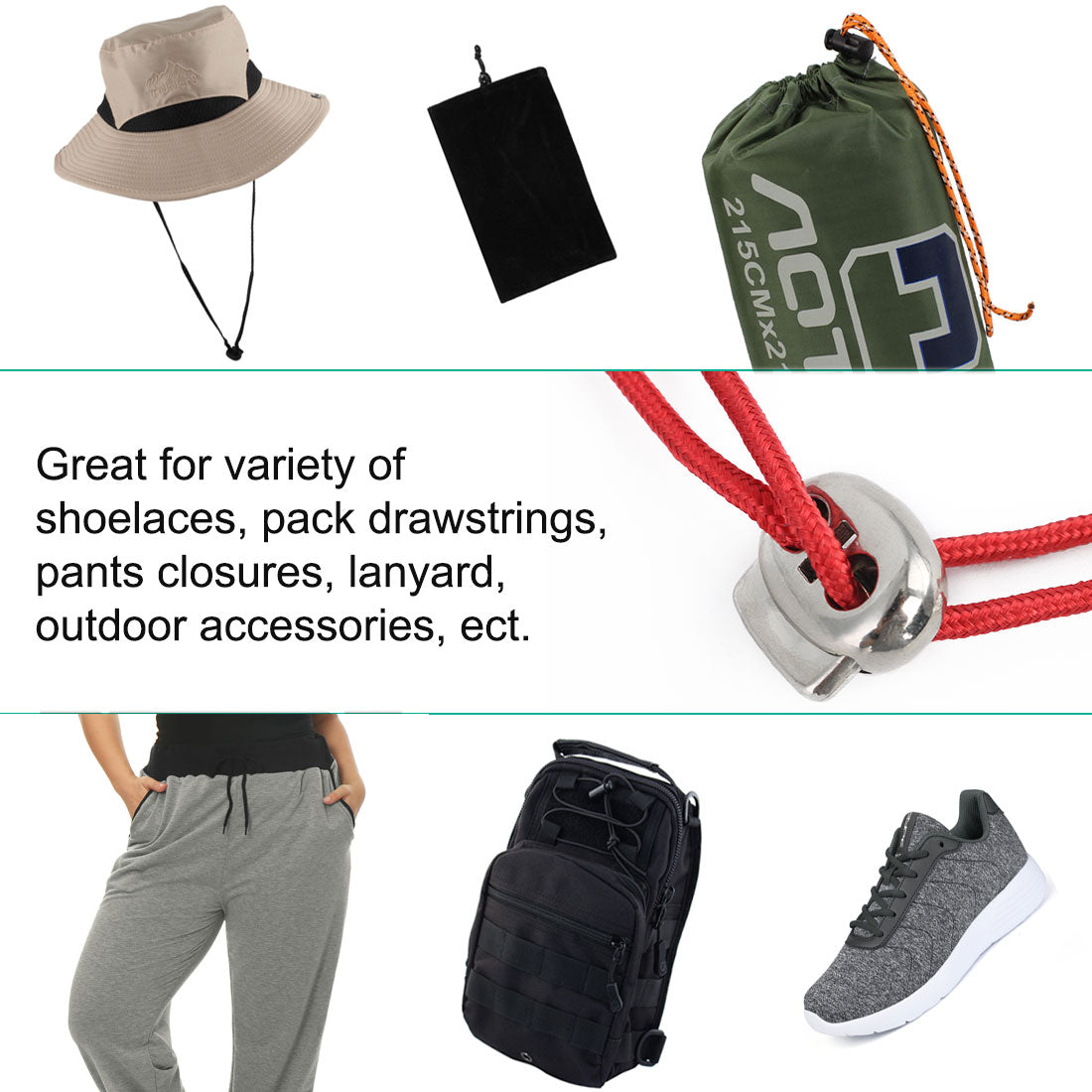 Harfington 50pcs Plastic Spring Cord Locks Double Hole End Rope Fastener Slider