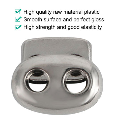 Harfington 12 Pcs Plastic Cord Locks Double Hole Stopper Spring Toggle Fastener