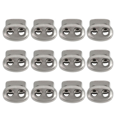Harfington 12 Pcs Plastic Cord Locks Double Hole Stopper Spring Toggle Fastener