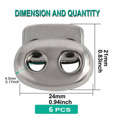 Harfington 6pcs Plastic Spring Cord Locks Double Hole End Rope Fastener Slider