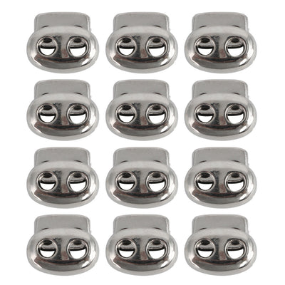 Harfington 12 Pcs Plastic Cord Locks Double Hole Stopper Spring Toggle Fastener