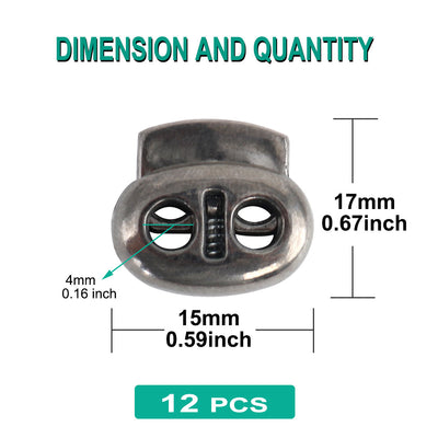 Harfington 12 Pcs Plastic Cord Locks Double Hole Stopper Spring Toggle Fastener