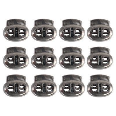Harfington 12 Pcs Plastic Cord Locks Double Hole Stopper Spring Toggle Fastener