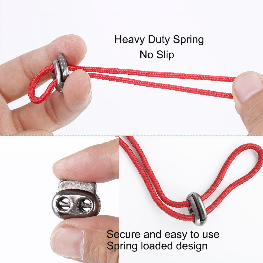 Harfington 6pcs Plastic Spring Cord Locks Double Hole End Rope Fastener Slider