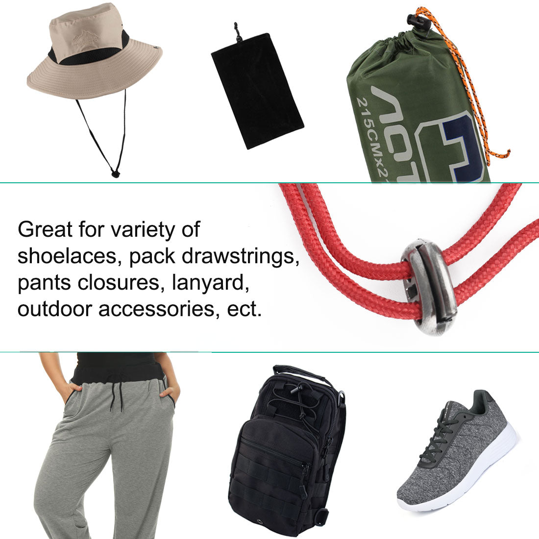 Harfington 6pcs Plastic Spring Cord Locks Double Hole End Rope Fastener Slider