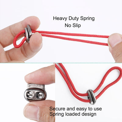 Harfington 10pcs Plastic Spring Cord Locks Double Hole End Rope Fastener Slider