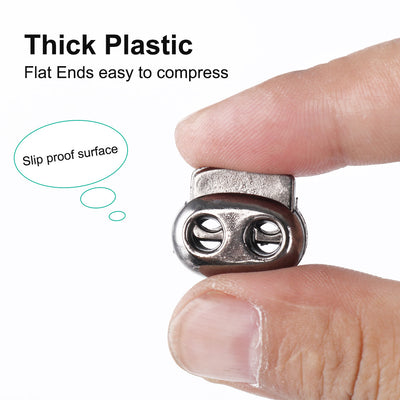 Harfington 12 Pcs Plastic Cord Locks Double Hole Stopper Spring Toggle Fastener