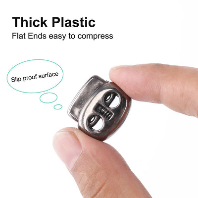 Harfington 10pcs Plastic Spring Cord Locks Double Hole End Rope Fastener Slider