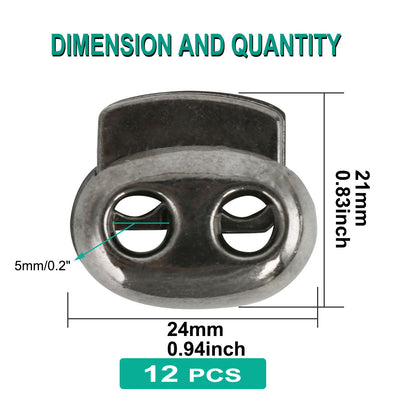 Harfington 12 Pcs Plastic Cord Locks Double Hole Stopper Spring Toggle Fastener