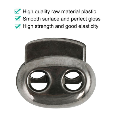 Harfington 12 Pcs Plastic Cord Locks Double Hole Stopper Spring Toggle Fastener