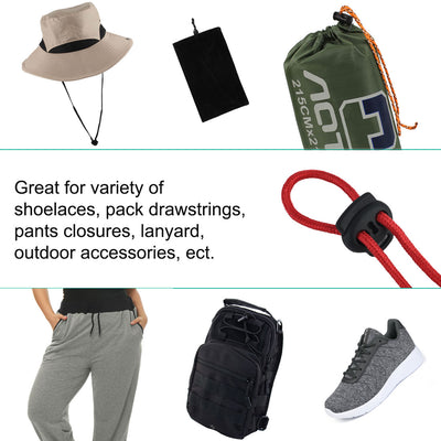 Harfington 12pcs Plastic Cord Lock Stoppers Ends Spring Toggle Fasteners Organizers, Black