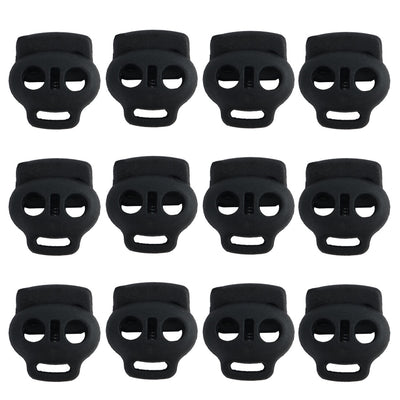 Harfington 12pcs Plastic Cord Lock Stoppers Ends Spring Toggle Fasteners Organizers, Black
