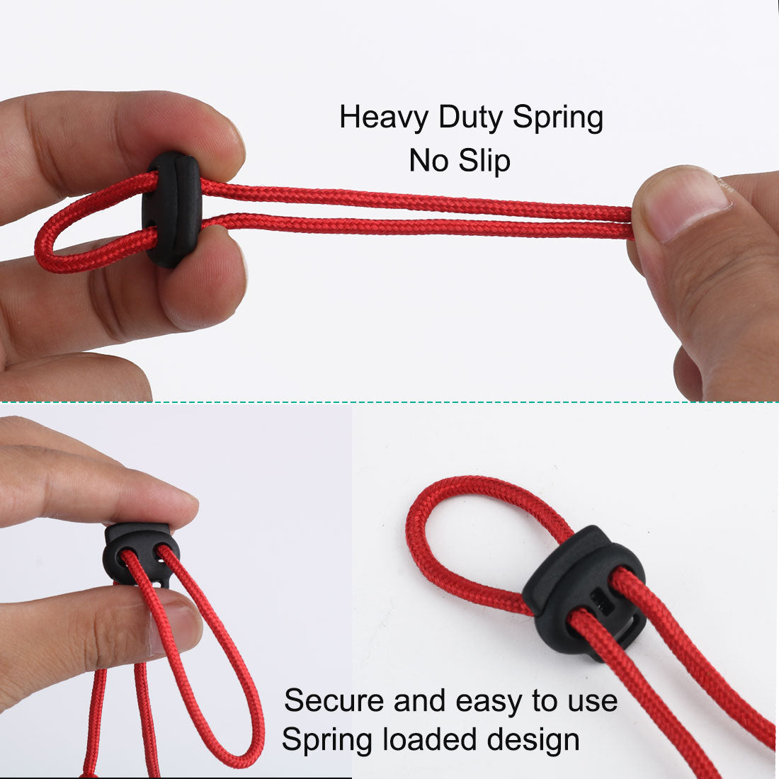 Harfington 12pcs Plastic Cord Lock Stoppers End Spring Toggle Fasteners Organizers, Black