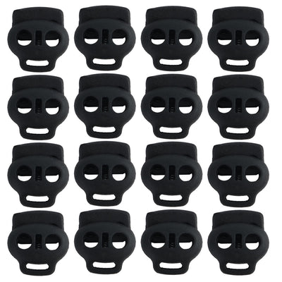 Harfington 12pcs Plastic Cord Lock Stoppers End Spring Toggle Fasteners Organizers, Black