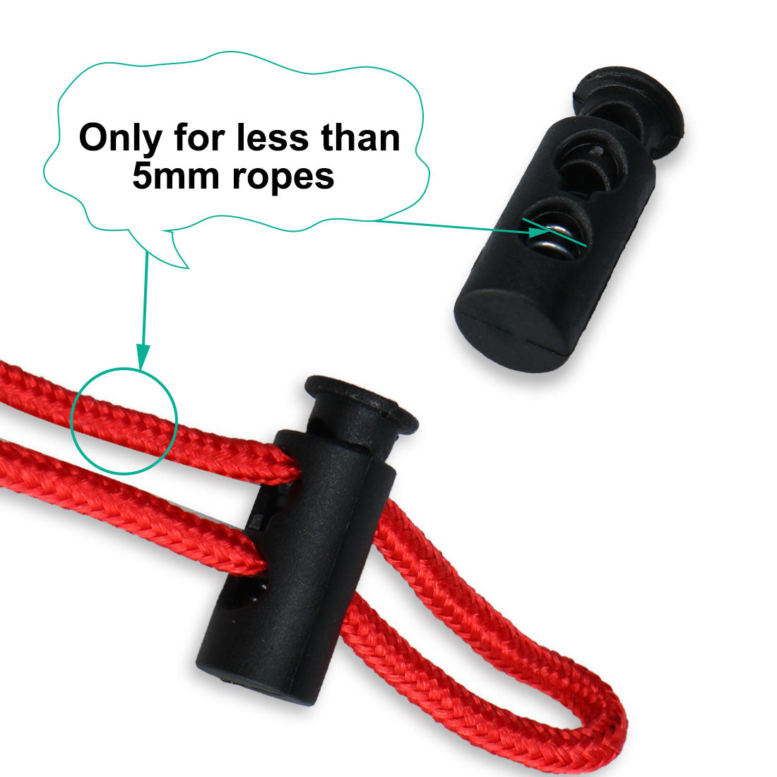 Harfington 12pcs Plastic Spring Cord Locks Double Hole End Clip Stopper Rope Fastener Black