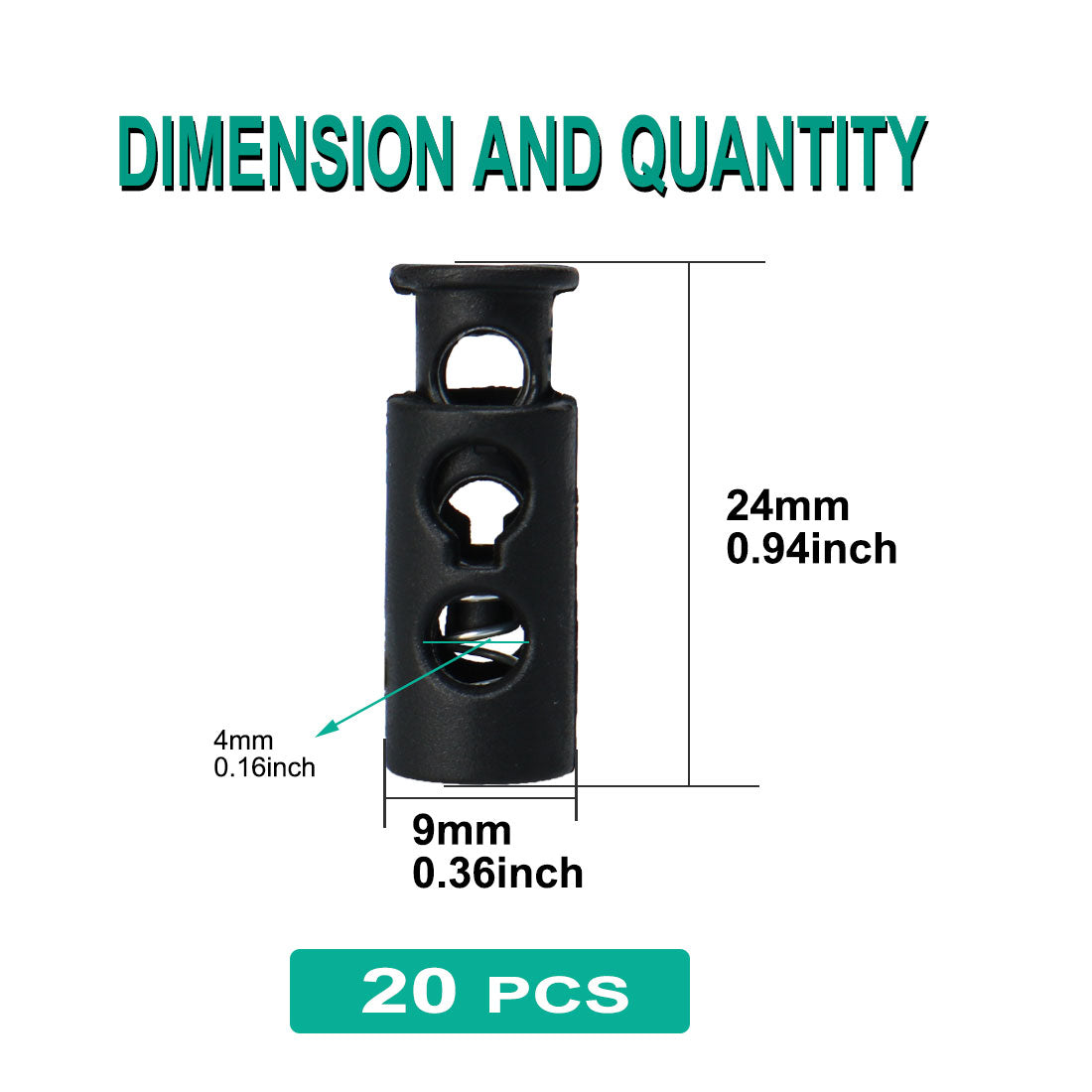Harfington 20pcs Plastic Spring Cord Locks Double Hole End Stoppers Fastener Slider