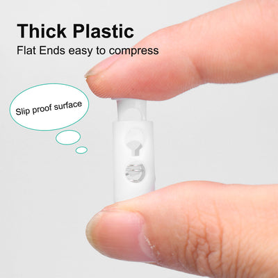 Harfington 20pcs Plastic Spring Cord Locks Double Hole End Stoppers Fastener Slider