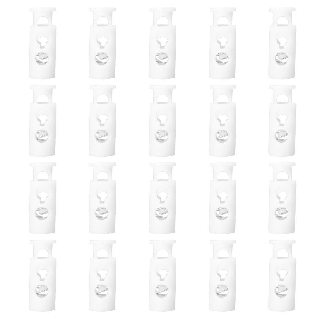 Harfington 20pcs Plastic Spring Cord Locks Double Hole End Stoppers Fastener Slider