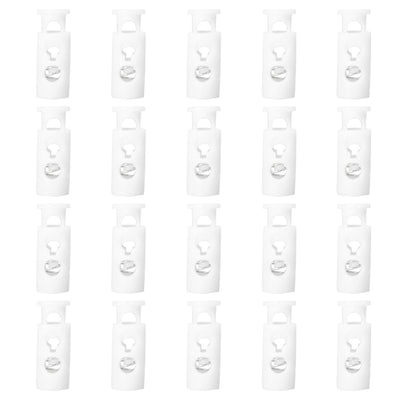 Harfington 20pcs Plastic Spring Cord Locks Double Hole End Stoppers Fastener Slider
