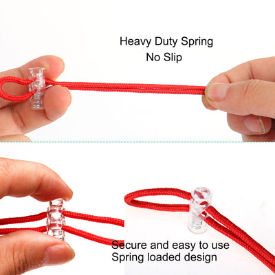 Harfington 10pcs Plastic Spring Cord Locks Double Hole End Stopper Fastener Slider