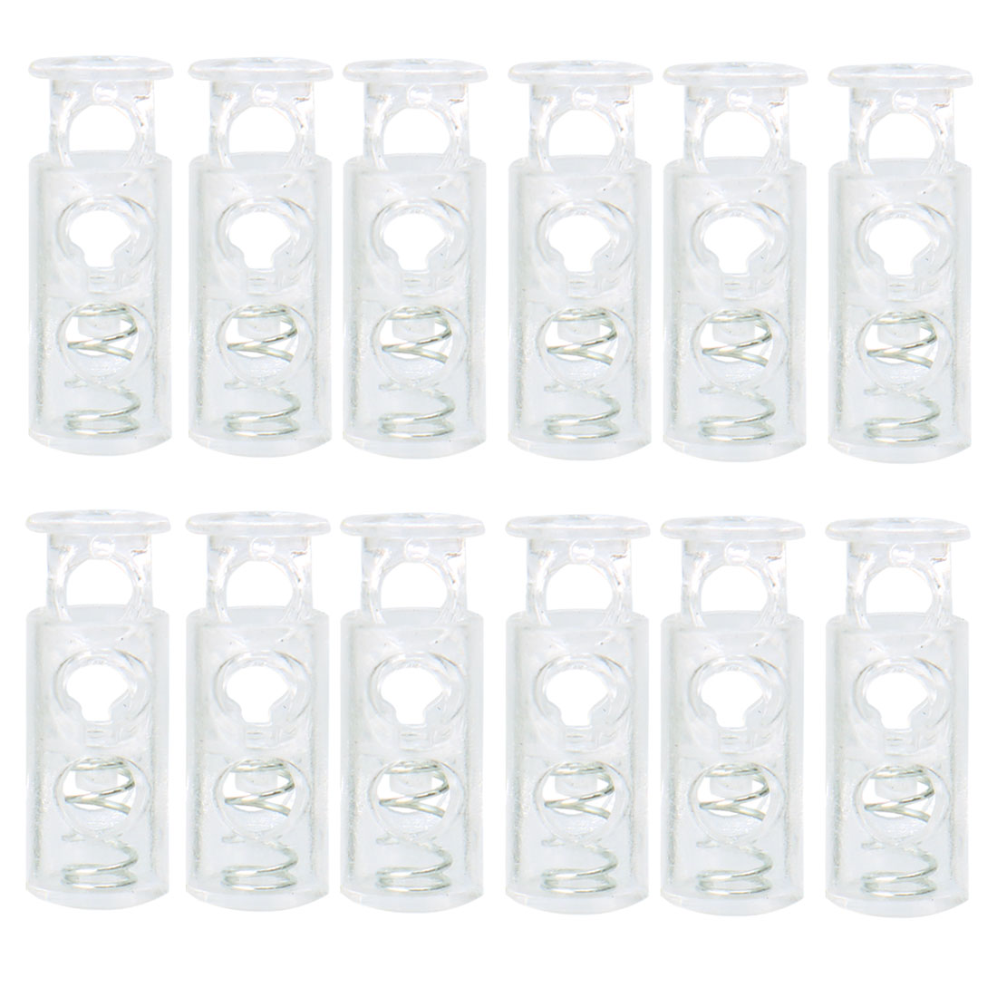 Harfington 12pcs Plastic Spring Cord Locks Double Hole End Stoppers Fastener
