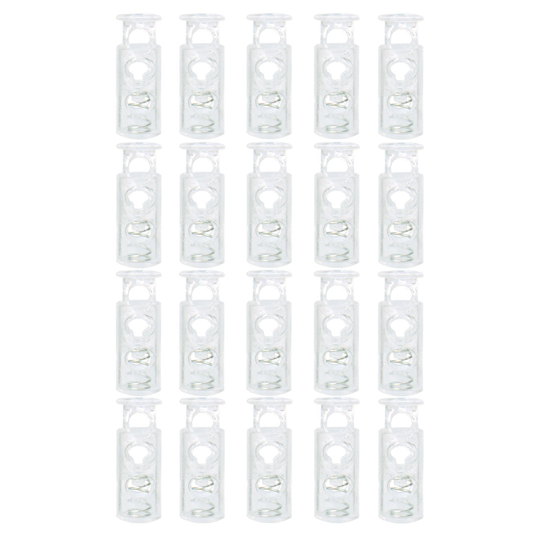 Harfington 20pcs Plastic Spring Cord Locks Double Hole End Stoppers Fastener Slider