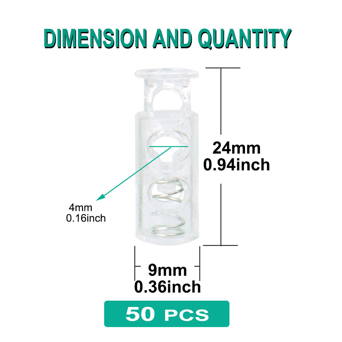 Harfington 50pcs Plastic Spring Cord Locks Double Hole End Stoppers Fastener