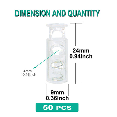 Harfington 50pcs Plastic Spring Cord Locks Double Hole End Stoppers Fastener