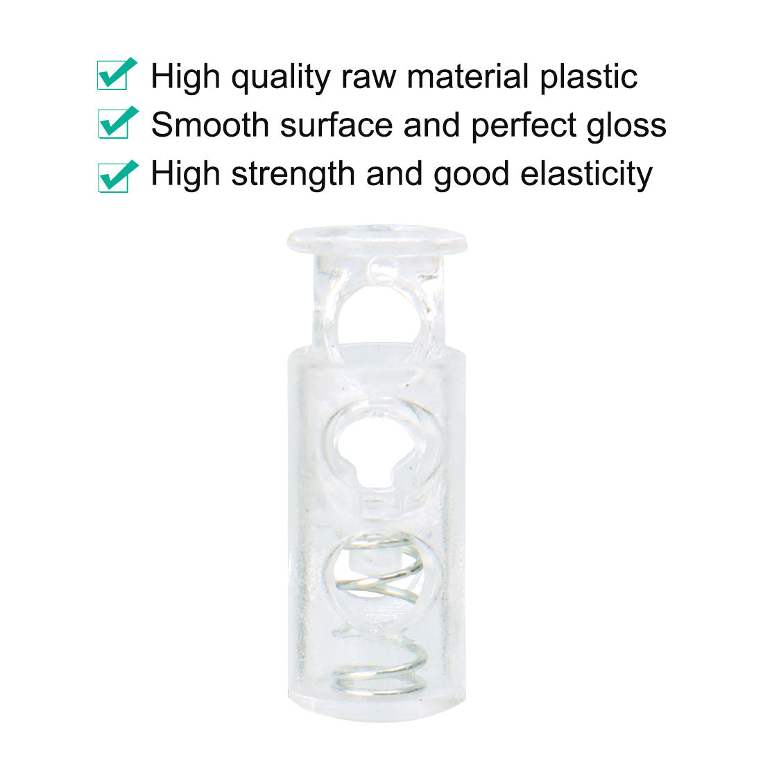 Harfington 50pcs Plastic Spring Cord Locks Double Hole End Stoppers Fastener