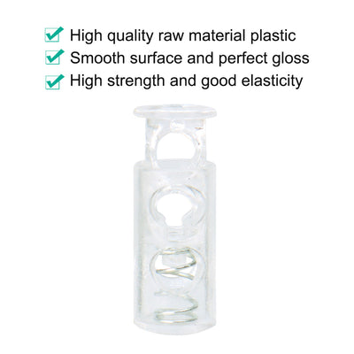 Harfington 50pcs Plastic Spring Cord Locks Double Hole End Stoppers Fastener
