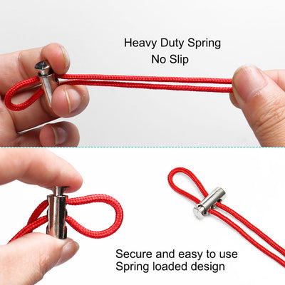 Harfington 8pcs Plastic Spring Cord Locks Double Hole End Stopper Fastener Slider