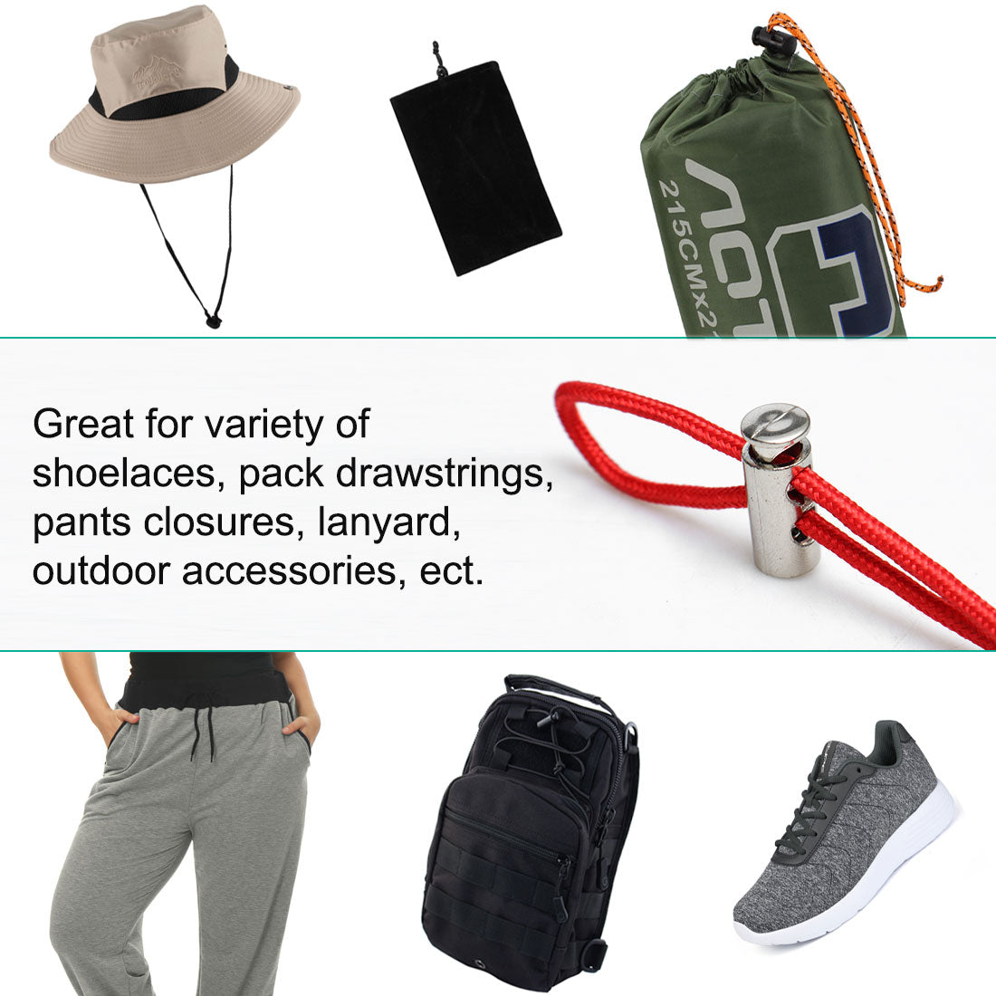 Harfington 10pcs Plastic Spring Cord Locks Double Hole End Stopper Fastener Slider