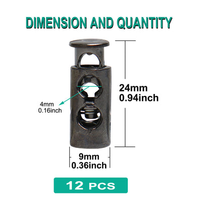Harfington 12pcs Plastic Spring Cord Locks Double Hole End Stoppers Fastener