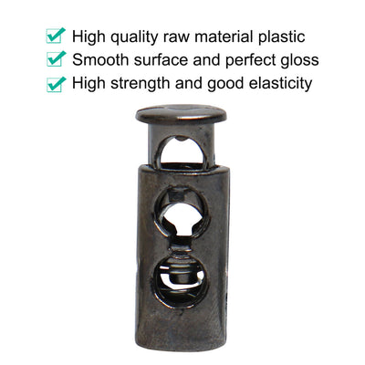 Harfington 12pcs Plastic Spring Cord Locks Double Hole End Stoppers Fastener