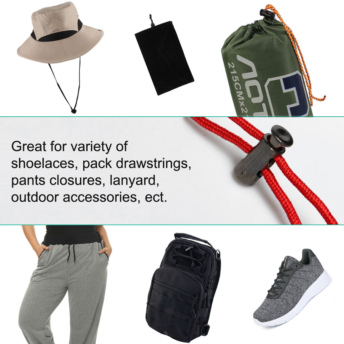 Harfington 12pcs Plastic Spring Cord Locks Double Hole End Stoppers Fastener