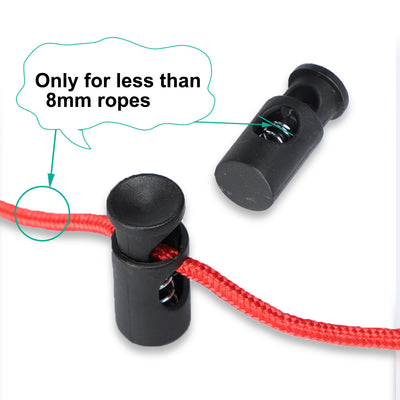 Harfington 12pcs Plastic Cord Lock Stoppers Spring Toggle Ends Fastener Organizer Black